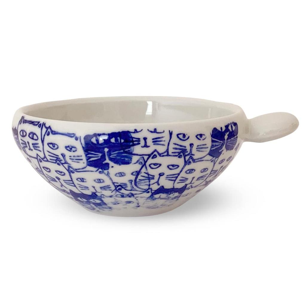 J-Kitchens Kunzan Kiln Coffee Dripper, Round, Stylish and Easy To Use, Made In Japan, Hasami Ware, Cats Blue