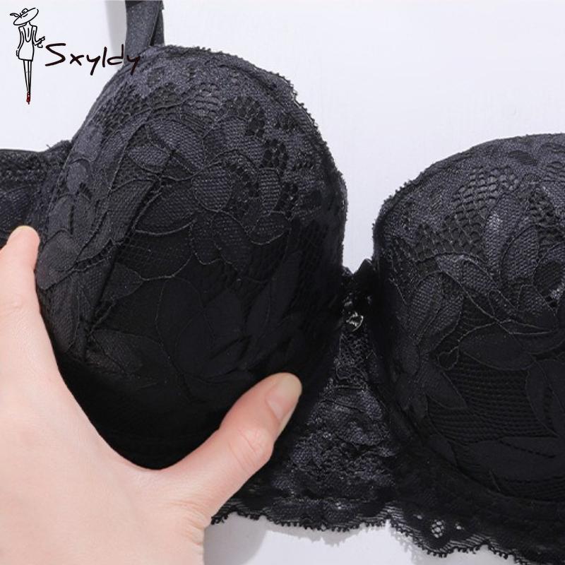 Women's Sexy French Lace Half-cup Bra Thin Top and Thick Bottom Removable Shoulder Strap Underwire Push-up Bra 36-42 Cup BC