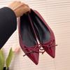 Fashion Heightened Inside Patent Leather Flat Single Shoes for Women New Pointed Toe Shallow Bow Soft Sole Shoes for Women