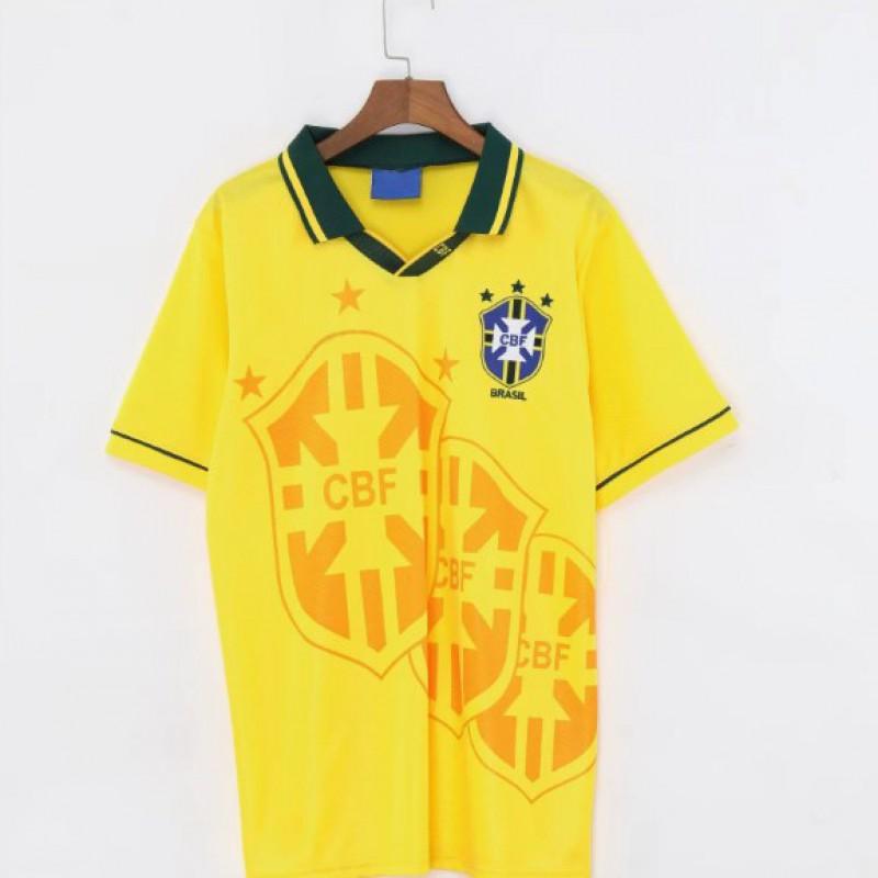 Brazil National Team Retro Soccer Jersey Men Women Short Sleeve Performance Sportswear Cycling Running Fitness