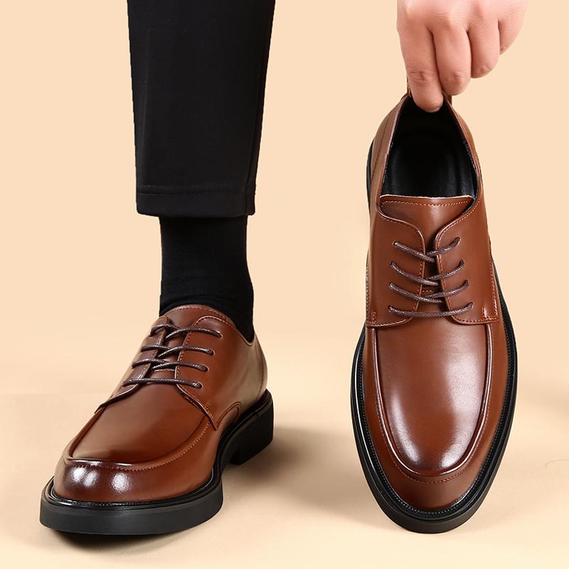 Мужские свадебные кожаные туфли класса люкс на шнуровке деловые мужские туфли с заостренным носком повседневные молодежные туфли в британском стиле весна 2024 новые поступления