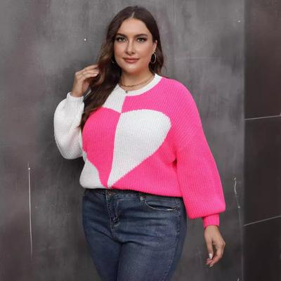 Женский осенне-зимний топ-пуловер, тканый свитер Love Patchwork Color