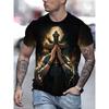 Summer Round Neck 3D Christ Jesus Virgin Mary Cross Graphic Print Top Fashionable Casual Short Sleeved Men's T-shirts