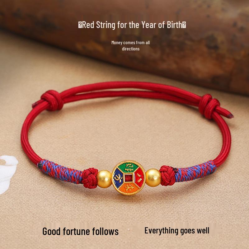 Новый этнический браслет из красной нити с гальванизированными сплавными аксессуарами для мужчин и женщин - Дизайн в пяти цветах для Фестиваля лодок-драконов.