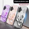 Цветущие синие цветы Для iPhone 17 16 15 14 13 Plus 12 mini 11 Pro Max XR Xs Max X 7 8 6S 22 20 Эллиптический стеклянный чехол для телефона