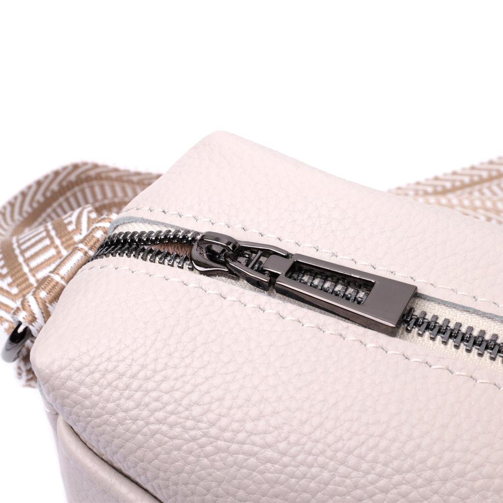 Women's Bag with One Compartment Made of Genuine Leather Vintage 22602 White