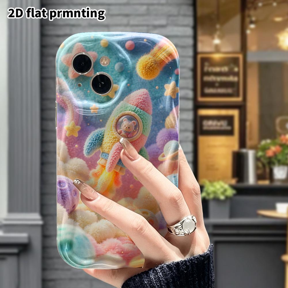 Phone Case: 2D flat, fits iPhone 18, 17, 16, 15, 14, 13, 12 Pro protective case, rocket space theme, perfect Christmas and Halloween holiday gift