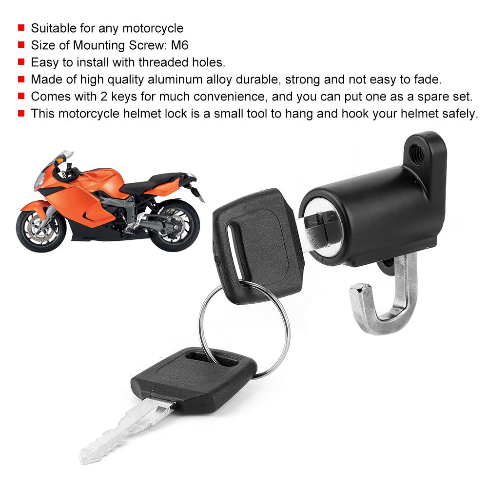 Universal Helmet Lock Hanger Hook Kit with 2 Keys for Motorcycle Motorbike Bike