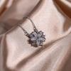 Модное серебряное ожерелье для женщин Блестящий розовый белый циркон Подвеска в виде цветка вишни Роскошное розовое ожерелье с цветком вишни