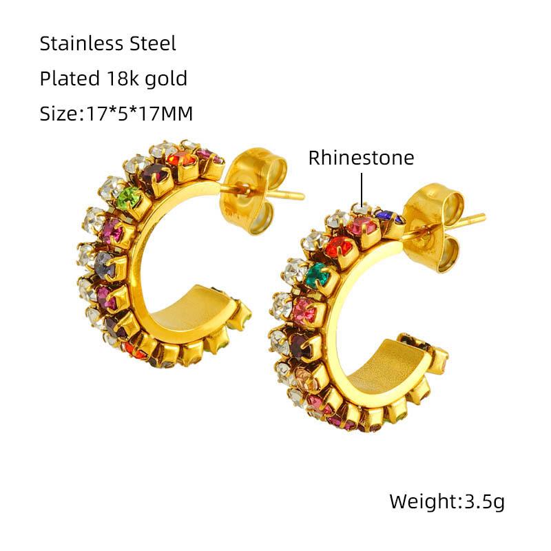 Fashion Stainless Steel Diamond Earrings Vintage Versatile Earrings Titanium Steel 18k Diamond Earrings Women