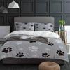 Черно-серый комплект постельного белья с принтом собачьей лапы, 3 предмета: пододеяльник, наволочка, детское/взрослое покрывало, набор для двуспальной кровати, домашний текстиль
