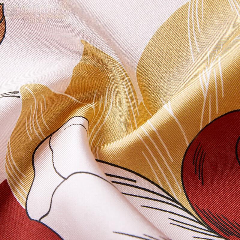 Wanshili 63cm Mulberry Silk Square Scarf for Women