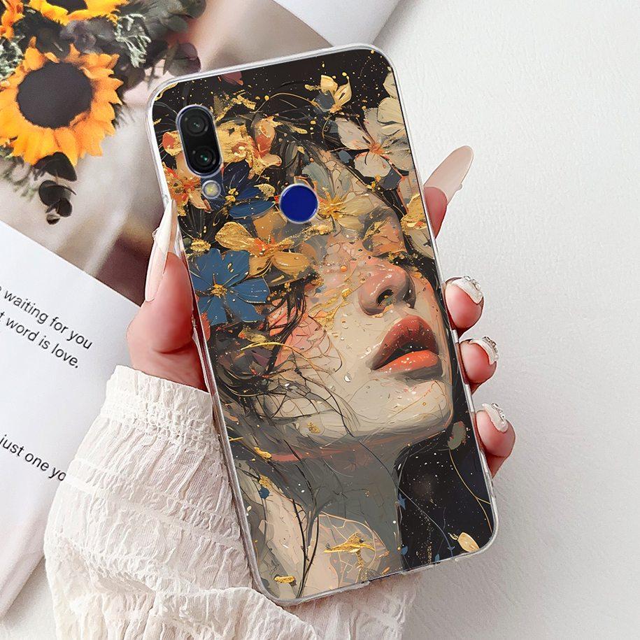 Для чехла Xiaomi Redmi 7 7A Чехол Роскошный Расписной Мягкий Прозрачный Силикон ТПУ Ударопрочный Чехол Для Xiaomi Redmi Note 7 Pro Note7 Coque