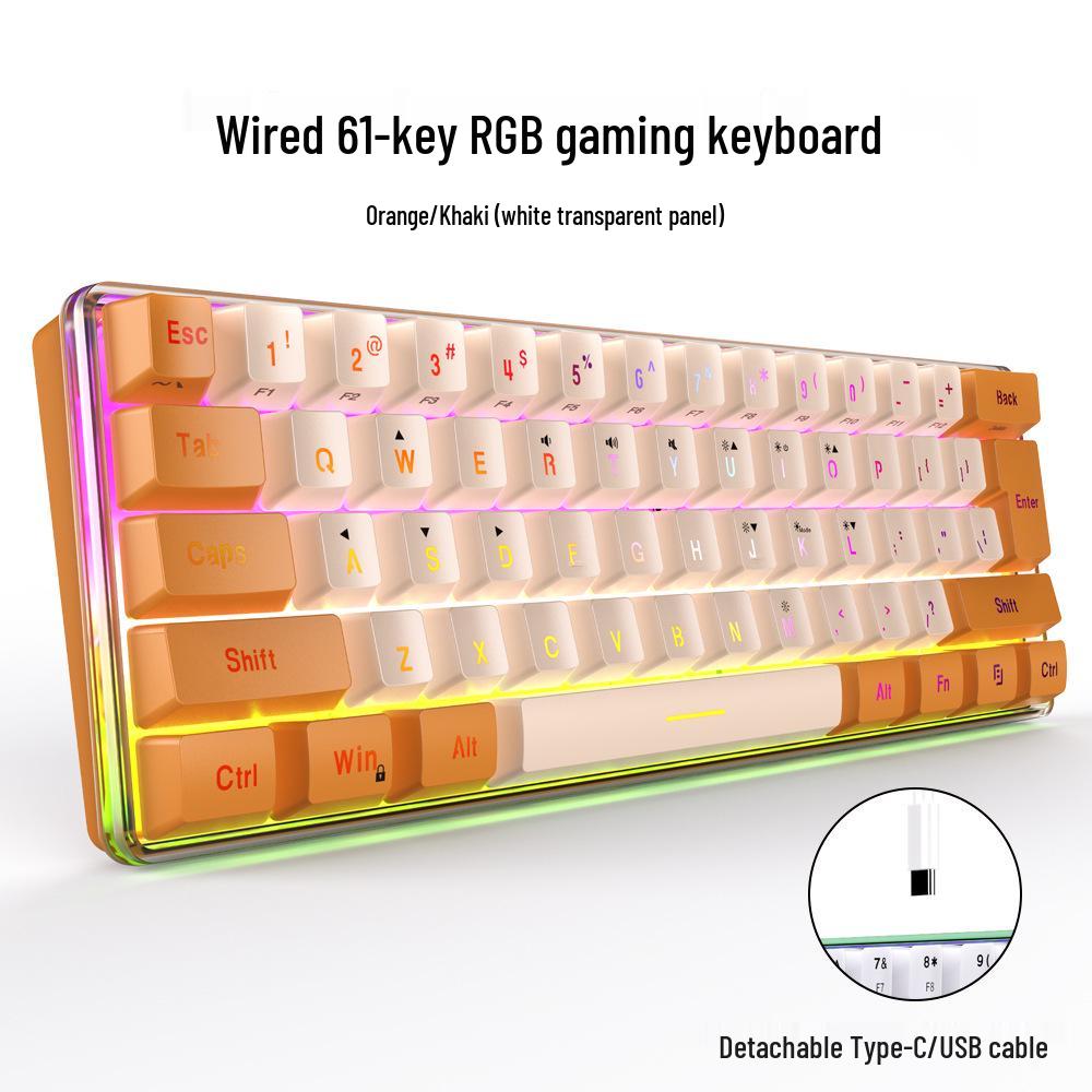 61-клавишная RGB проводная игровая клавиатура с механическим ощущением