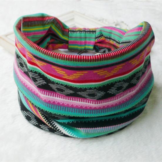 Bohemia Style Yoga Headband Floral Pattern Knot Design Wide Hairband Sweat Absorbing Fitness Sport Headband Head Wrap