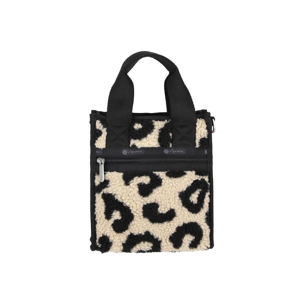 Lesportsac Черная джинсовая/леопардовая сумка-тоут Mini N/S из шерпы [1609.La80]