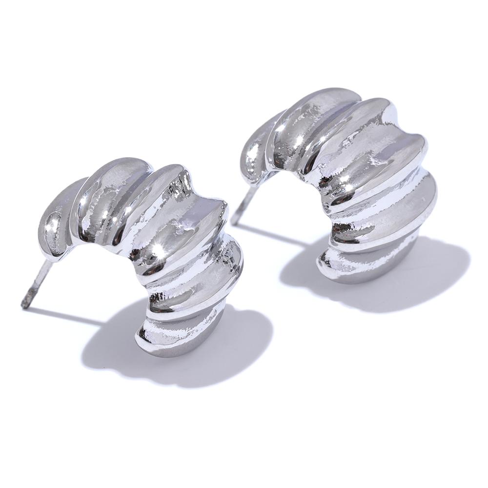 Eetit Отличительные металлические серьги C-образной формы с геометрическим рисунком, необычные серьги цвета золота, серебра, текстура, нержавеющая сталь, минималистичные ювелирные изделия, новинка