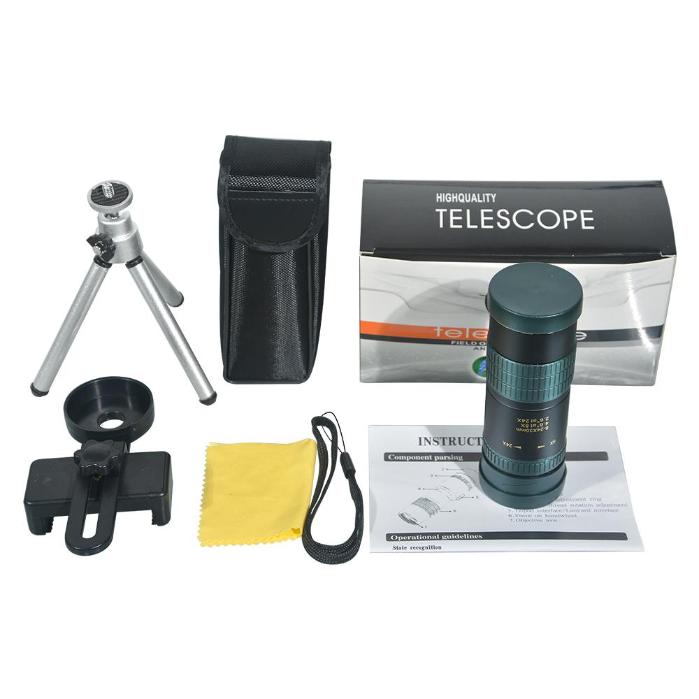 APEXEL Portable Monocular Telescope 8X24X Zoom BAK4 Prism FMC Lens with Smartphone Holder & Tripod