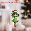 Girl Car Decor Acrylic Keychain With Christmas Hat For Auto Interior Enhancement