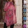2023 Autumn/Winter High-Neck Ethnic Style Fashion Casual Long-Sleeve Tee