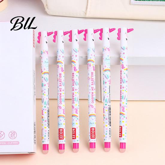 Soft Rubber Grip Pen 20Pcs Cartoon Animal Erasable Gel Pens for Kids 0.7mm Cute Cap Design Smooth Writing Stationery Easy Erase Fun School Supplies