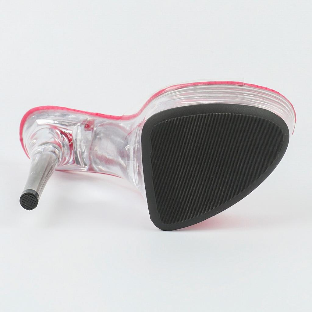 Женская обувь, весенние пикантные сандалии на прозрачном каблуке, тапочки, обувь для вечеринок и клубов, каблук 14 см, платформа 4 см LFD-B3515