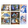 Cartoon Blue Cat 5D Diamond Embroidery Blue Cat Animal Full Round Diamond Painting Cross Stitch Kit Couple Home Decoratio