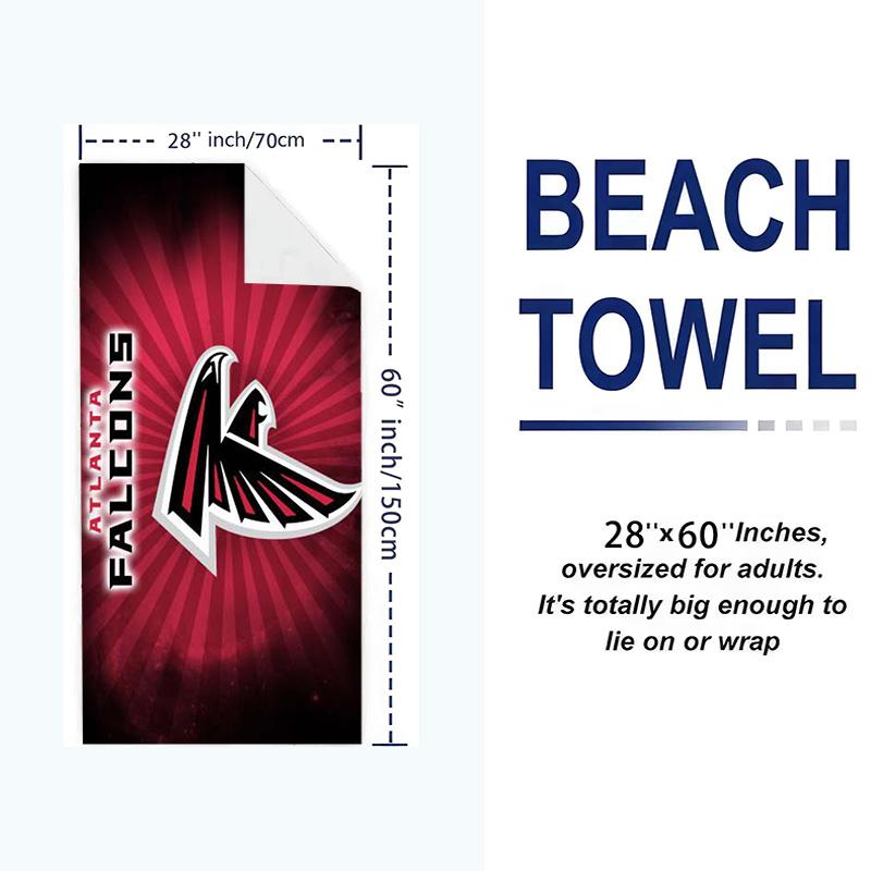 Atlanta Falcons Print Beach Towel, Large Soft Quick Dry Towel for Beach Camping Swimming