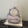 Korean version of fashion pleated women's handbag new flower printed armpit bag fashion shoulder messenger bag