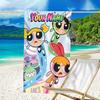 1pc Powerpuff Beach Towel with Custom Name, Beach and Seaside Swimming Pool Equipment, Fashion Pattern, Rectangular, Travel Essential