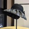Spring and summer versatile sun protection hat for women, butterfly print, large brim, UV protection, travel foldable fisherman hat