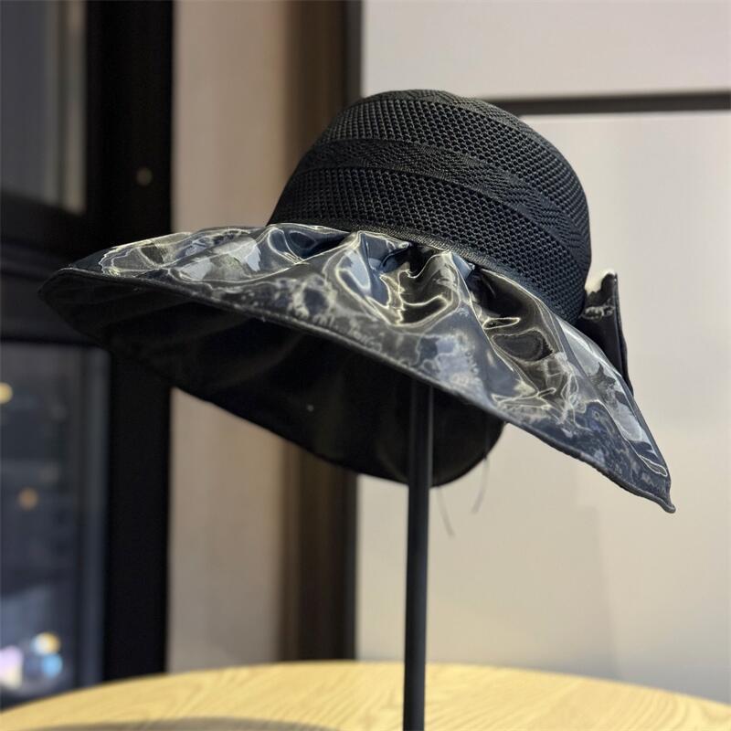 Spring and summer versatile sun protection hat for women, butterfly print, large brim, UV protection, travel foldable fisherman hat