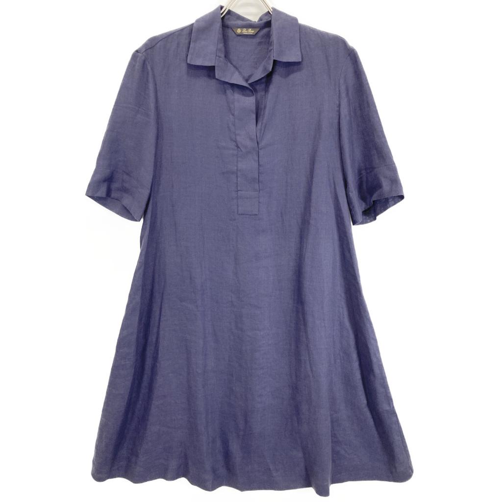 loro piana [Отличное состояние/Одобрено для внутреннего рынка] FAI1188 Платье с рукавом 3/4 из 100% льна S Темно-синий Б/у