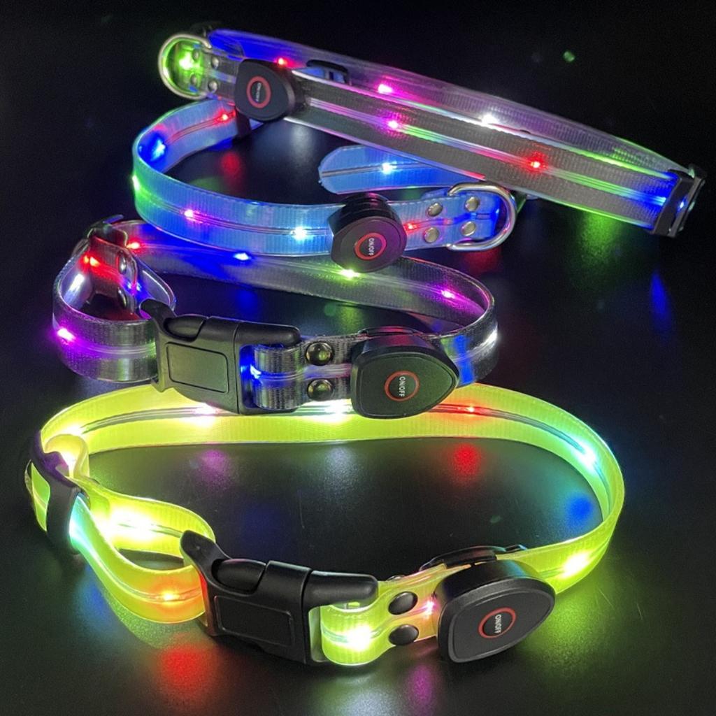 New Adjustable Led Glowing Pet Dog Collar PVC Waterproof Anti Dirty Easy To Clean for Big Small Dogs Puppy Cat Luminous Collar