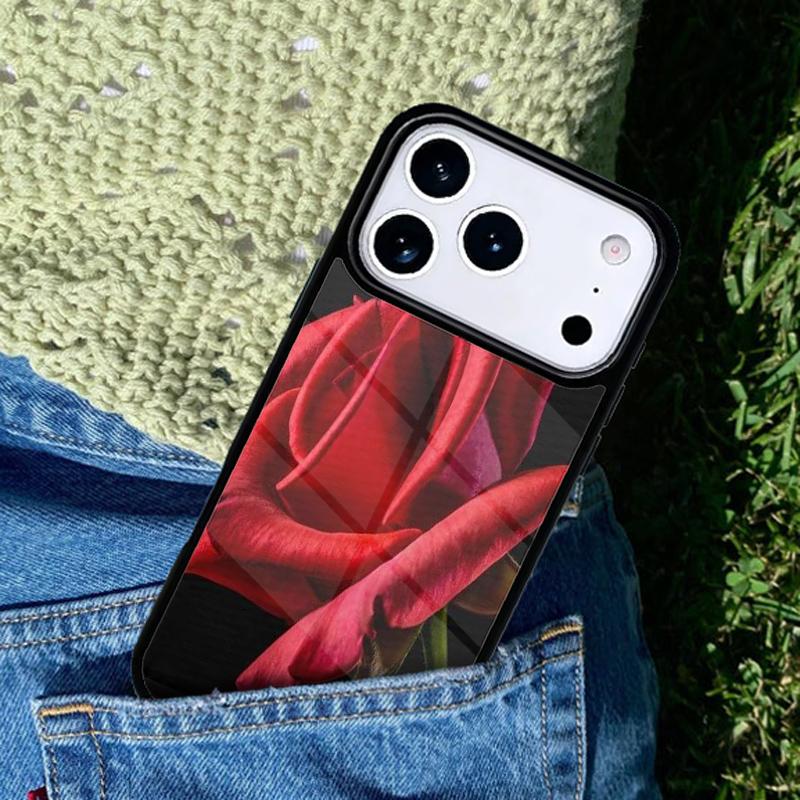 Single Red Rose Phone Case For iPhone 17 AIR 16 Pro Max 15 14 Pro 11 12 13 Shockproof Silicone Cover