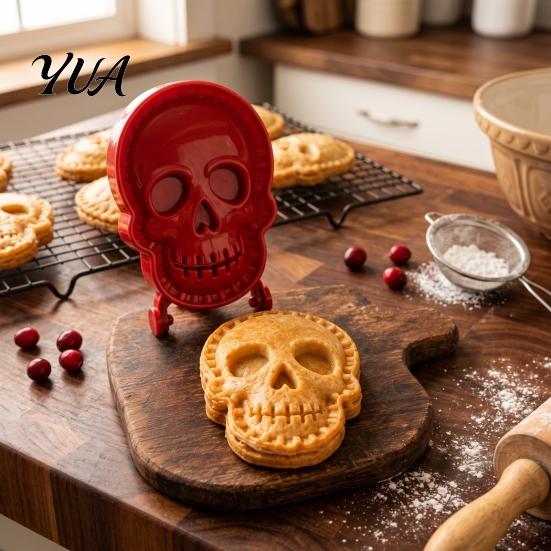 Kitchen Gadgets for Baking Halloween Hand Pie Mold, Skull Dough Press Cutter, Reusable Tools Mini Mold Holiday Treats Pastry Supplies Cutter