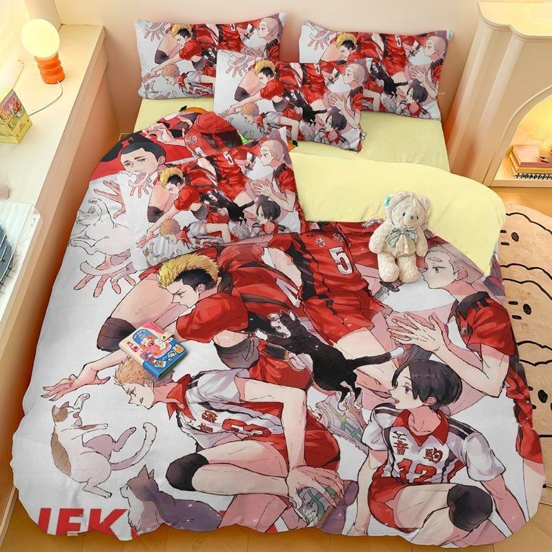 Пододеяльник Haikyuu Волейбол Молодежный 3D Бокуто Манга Коллаж Печать Комплект постельного белья Одеяло Кровать Молодежный Домашний Декор Девочки Мальчики Подарок
