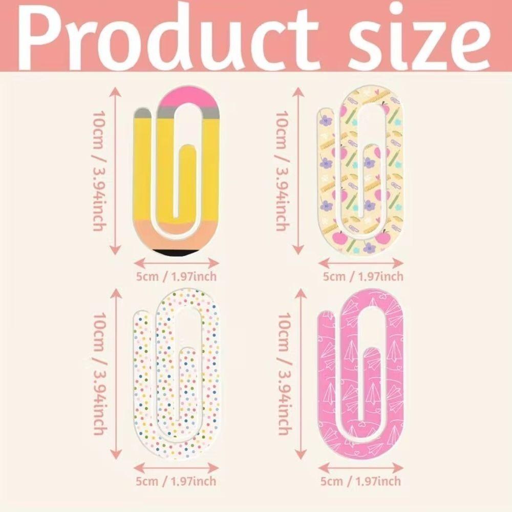 4pcs Classroom Theme Paperclip Bookmark Acrylic Notebooks Paper Clips Note Decor