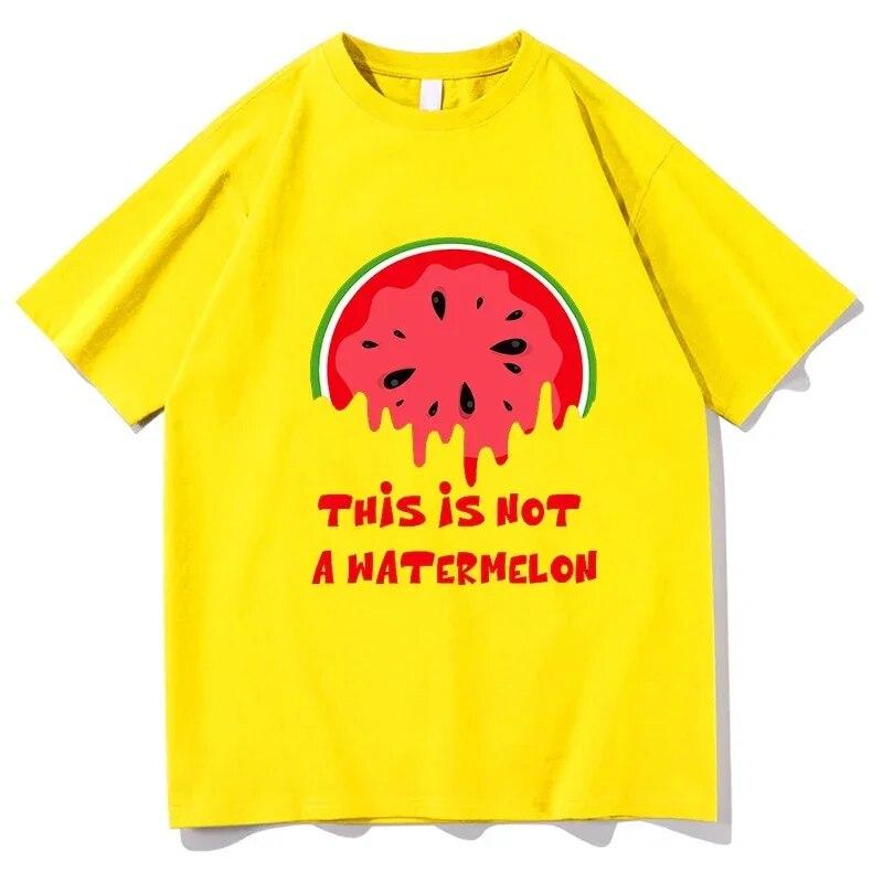 Shirts Streetwear This Is Not a Watermelon Palesti Graphic Tee Shirt Fashion Short Sleeve T-shirt Unisex 100% Cotton Oversized T