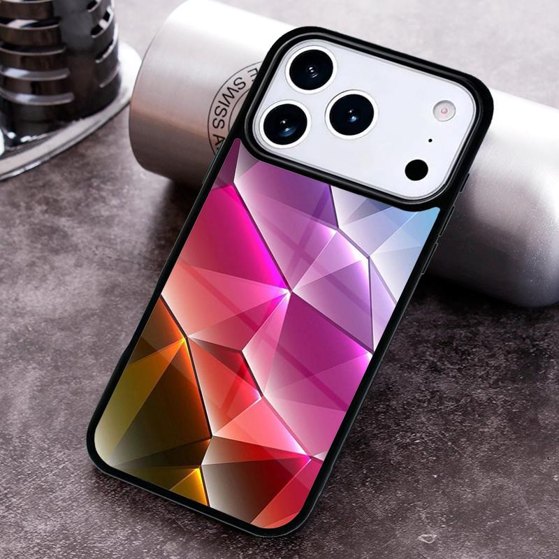 Geometric Abstract Crystal Phone Case for iPhone 17 16 15 Pro Max Air 14 13 12 11 Plus Shockproof Cover