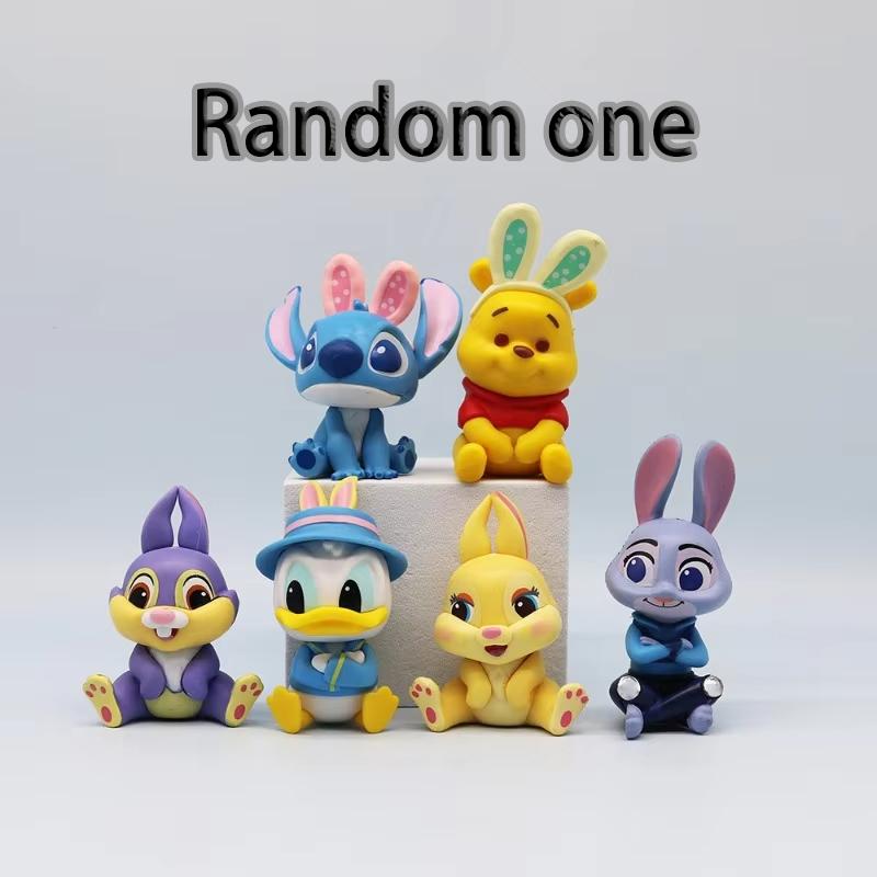 MINISO Случайная Одна Аниме Мультфильм Винни Пух Стич Кролик Утка Милая ПВХ Фигурка Ручной Работы Модель Кукла Игрушки Подарок на День Рождения Ребенку