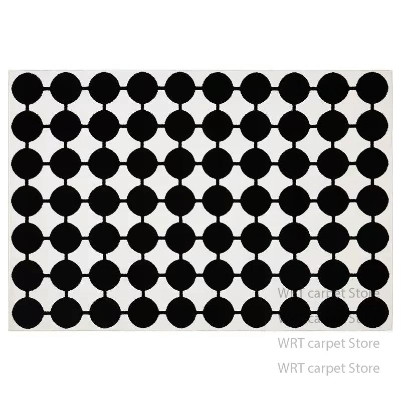 Modern Black And White Striped Short Velvet Rug Non Slip Floor Mat For Bedroom Bedside Living Room Hallway Minimalist Decor