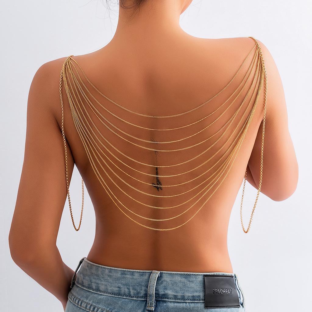 Accessories, Temperament Sexy U-shaped Fringed Body Chain Female, Simple Multi-layer Snake Bone Chain Clothing Chain