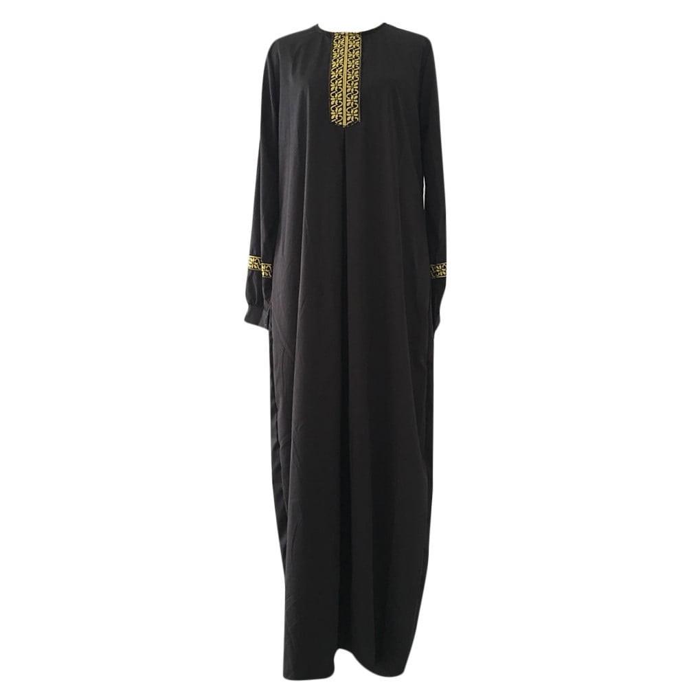 Women'S Plus Size Printed Muslim Long Dress Casual Long Dress