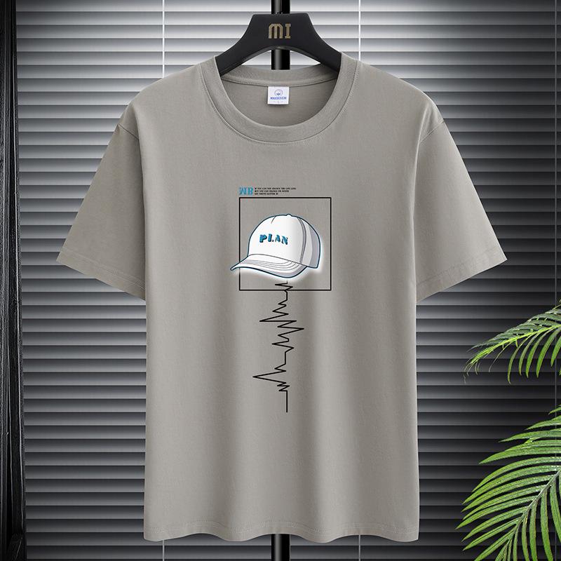 Мужская футболка свободного кроя из чистого хлопка с круглым вырезом и коротким рукавом, лето 2025 г.