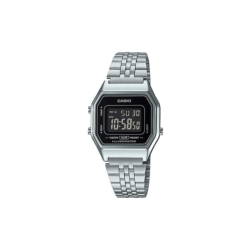 Casio Стандартная серия, маленькие серебристые часы, ретро ЖК-дисплей для бизнеса, кварцевый механизм, ремешок из нержавеющей стали, японский и корейский LA680WA-1B-INTERNATIONAL