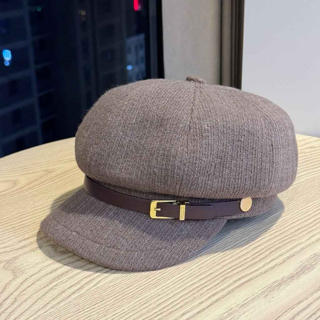 Новая восьмиугольная шляпа для женщин Модная осенне-зимняя шляпа-берет для большого обхвата головы и маленького лица Подходит для квадратного и круглого лица