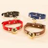 Zinc Zinc Alloy Dog Neck Ring Adjustable Dog Bone Collar Dog Gold Bell Chain Cat Paw Print Bell Collar  Party