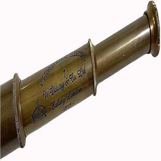 Латунный телескоп Victorian Nautical Marine 18 дюймов с кожаным чехлом и копией подзорной трубы