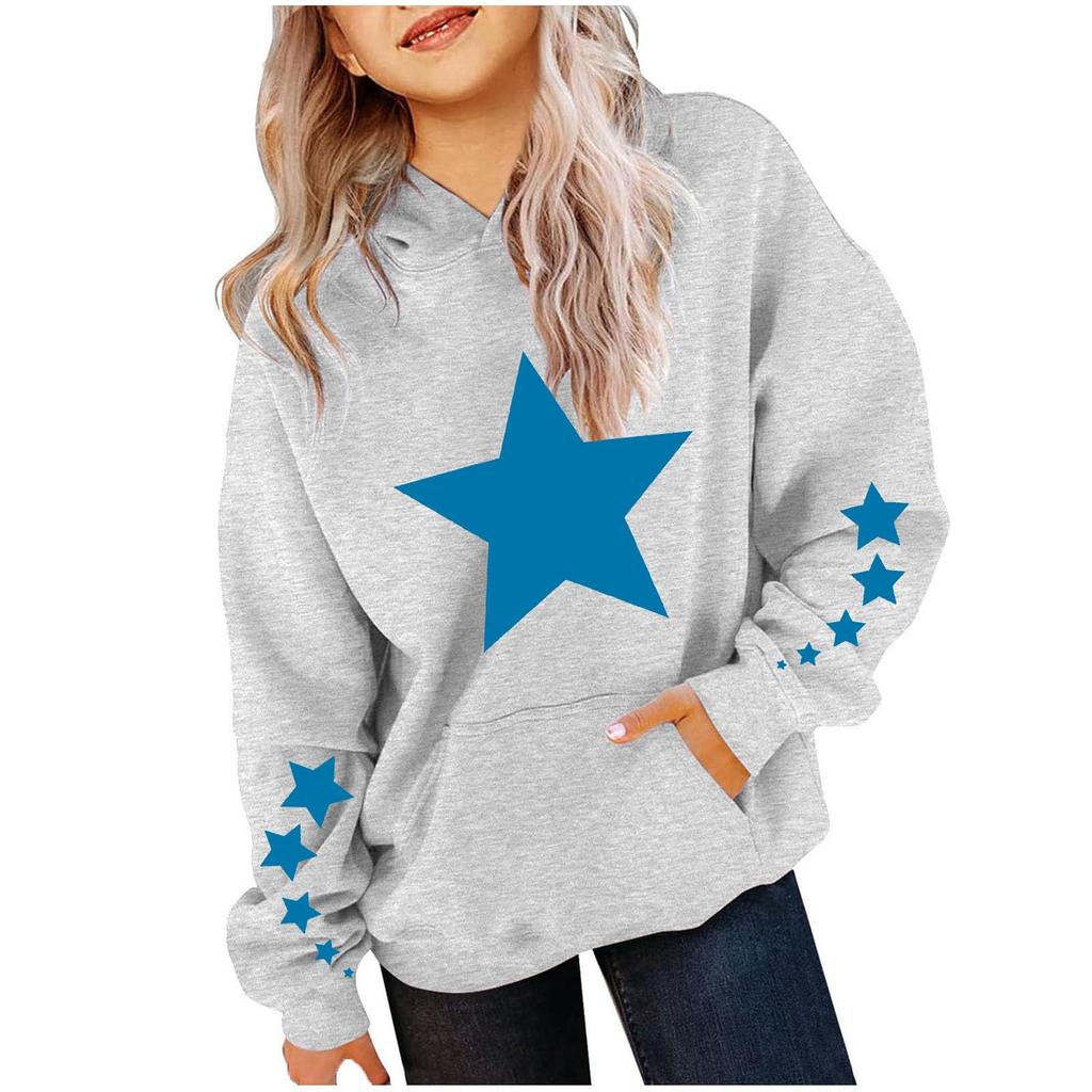 Women's Hooded Gradient Printed Long Sleeved Sweatshirt Loose Women's Sweatshirt  Sweatshirt